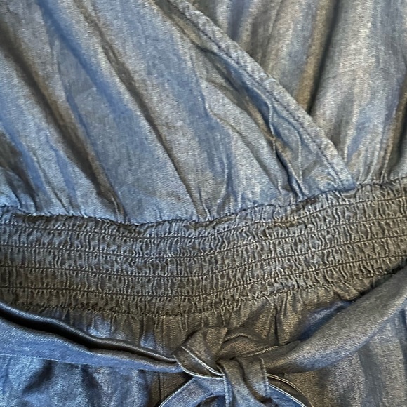 LANE BRYANT chambray denim look sleeveless tie waist crop jumpsuit size 12 - Picture 7 of 9